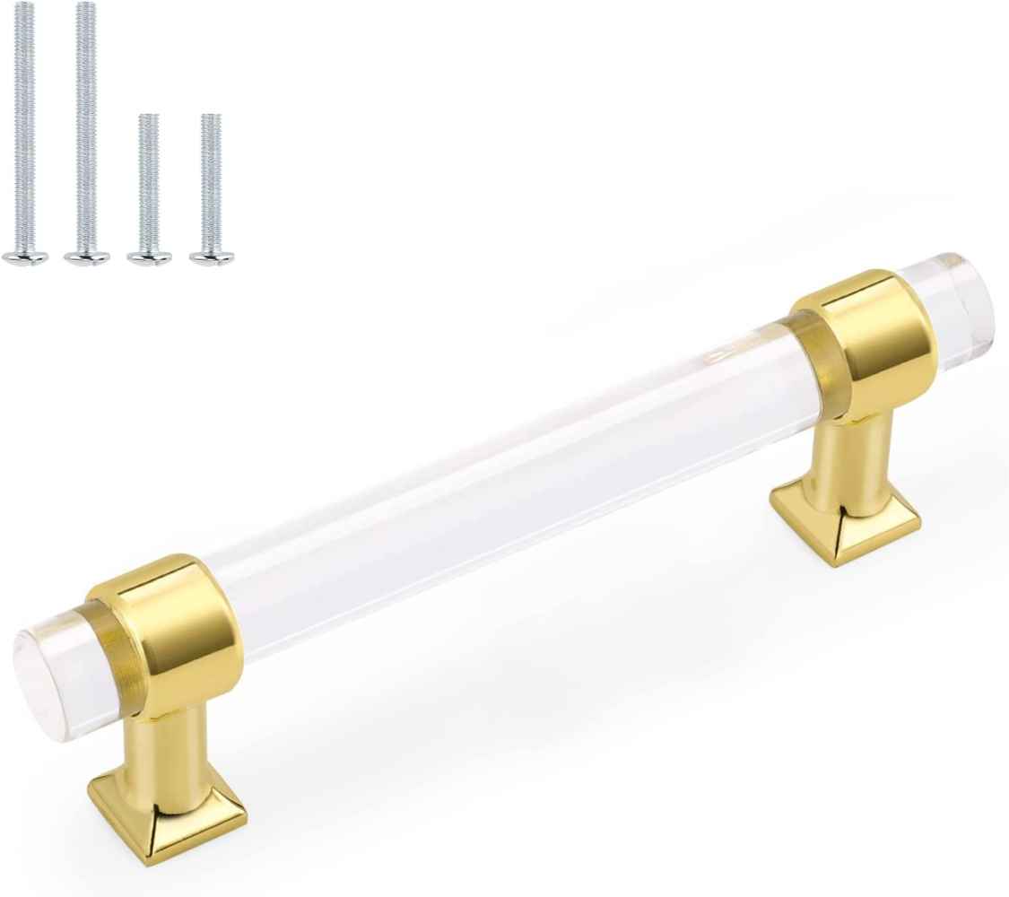 5.31-in. x 1.5-in. Acrylic-zinc Alloy Cabinet Cabinet Handle In Gold