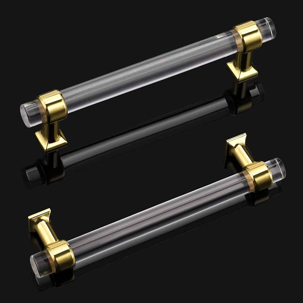 6.34-in. x 1.5-in. Acrylic-zinc Alloy Cabinet Handle In Gold