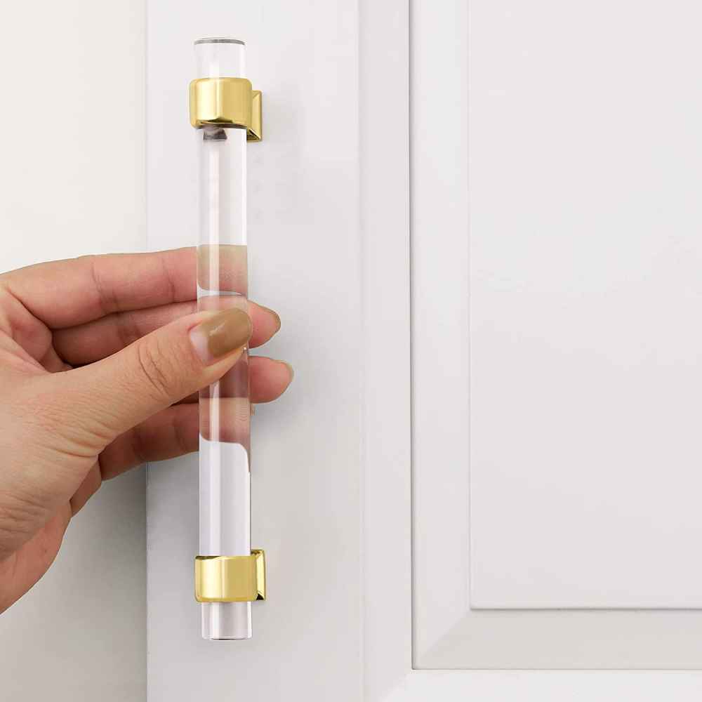6.34-in. x 1.5-in. Acrylic-zinc Alloy Cabinet Handle In Gold