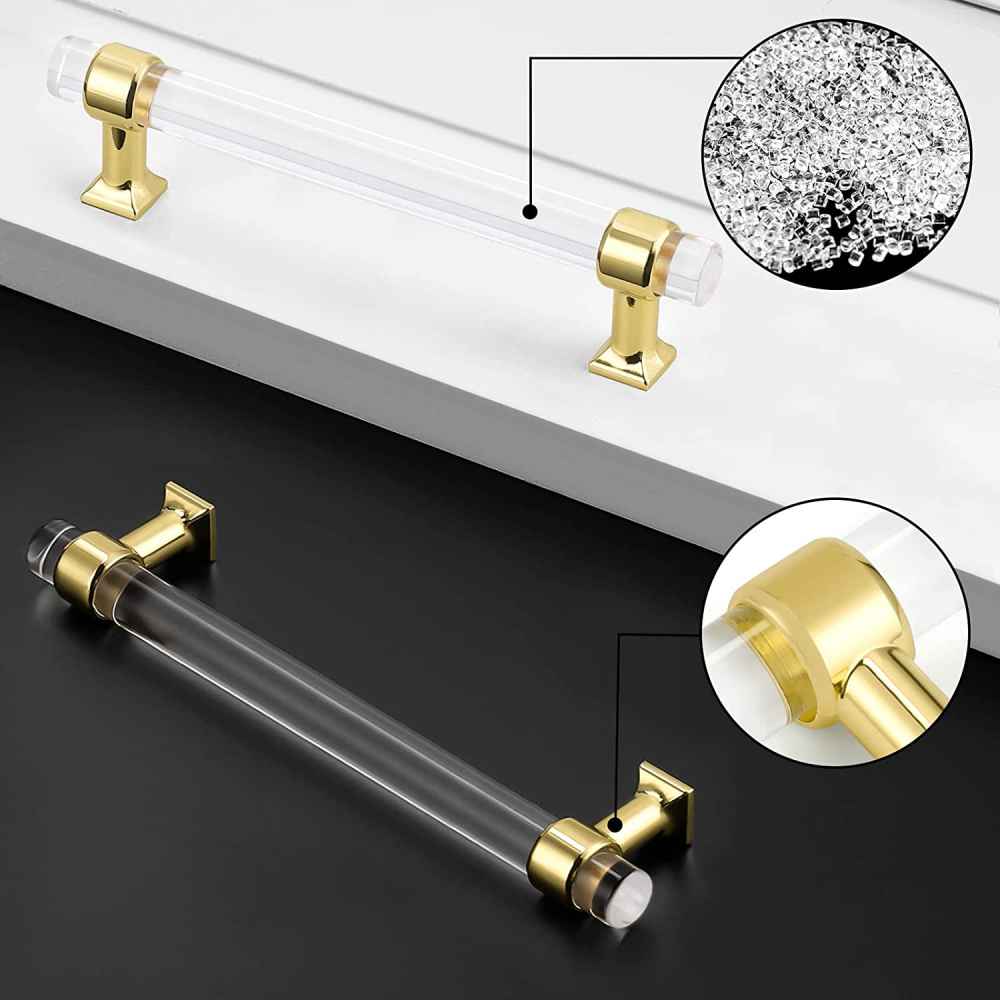 6.34-in. x 1.5-in. Acrylic-zinc Alloy Cabinet Handle In Gold