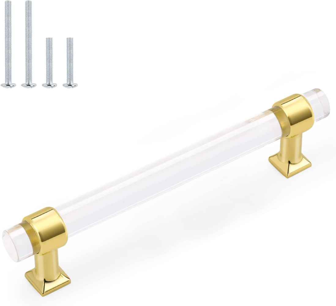 6.34-in. x 1.5-in. Acrylic-zinc Alloy Cabinet Cabinet Handle In Gold