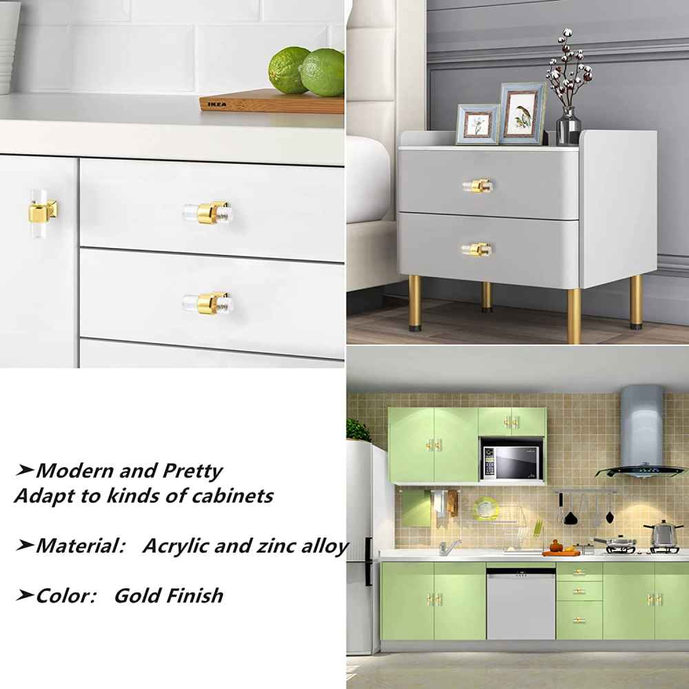 1.57-in. x 1.5-in. Acrylic-zinc Alloy Cabinet Knob In Gold