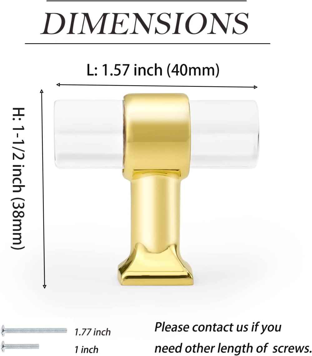 1.57-in. x 1.5-in. Acrylic-zinc Alloy Cabinet Knob In Gold