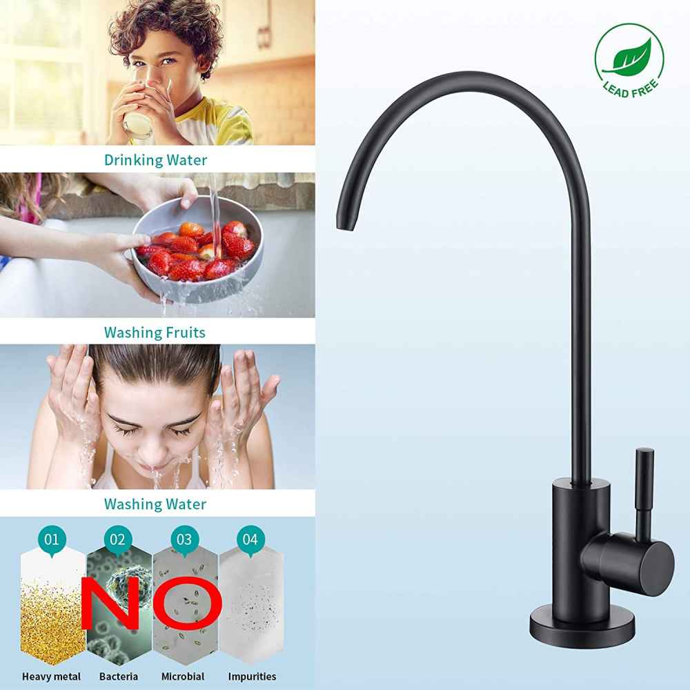 1 Hole Matte Kitchen Sink Faucet Black Stainless Steel