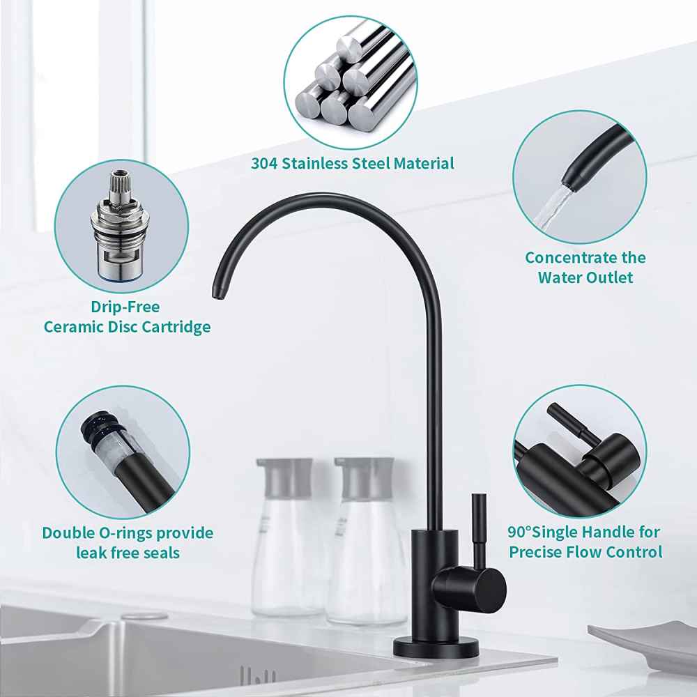 1 Hole Matte Kitchen Sink Faucet Black Stainless Steel