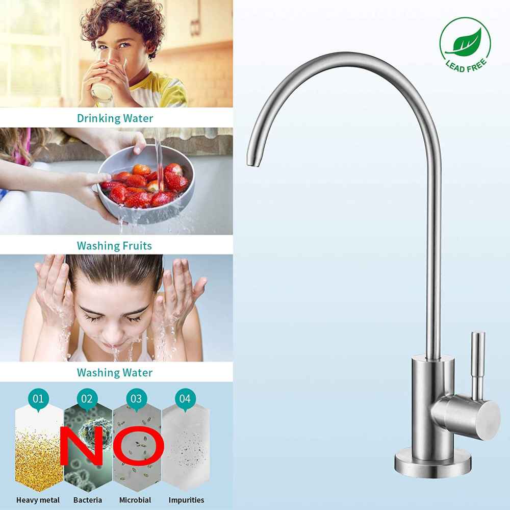 1 Hole Brushed Kitchen Sink Faucet Brushed Nickel Stainless Steel