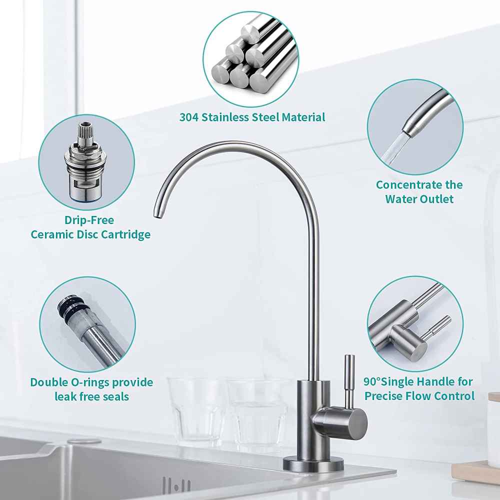 1 Hole Brushed Kitchen Sink Faucet Brushed Nickel Stainless Steel