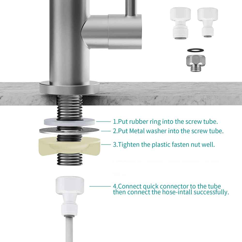 1 Hole Brushed Kitchen Sink Faucet Brushed Nickel Stainless Steel