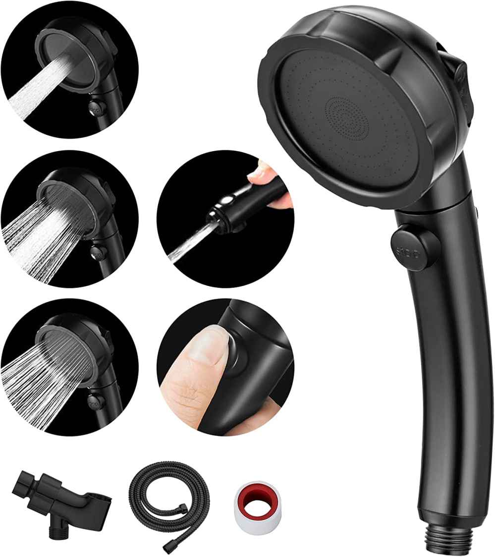 Black Wall Mount ABS-Stainless Steel Round Shower Head