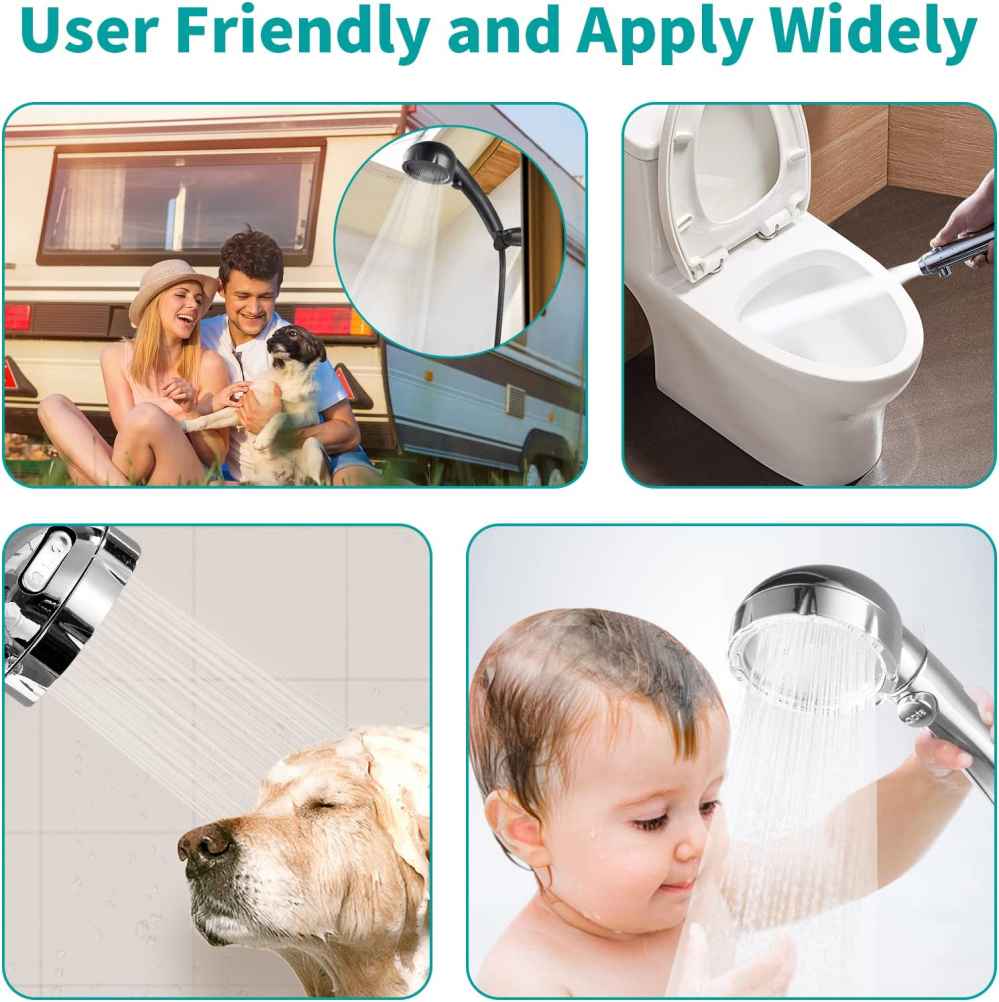 Black Wall Mount ABS-Stainless Steel Round Shower Head