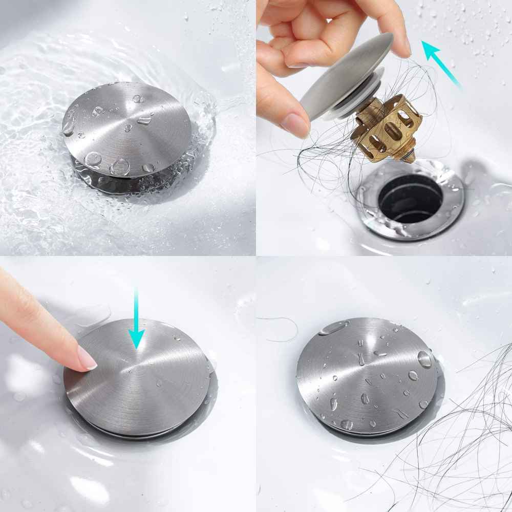 2.59 in. x 2.59 in. Yes Overflow Bathroom Sink Drain Brushed Nickel Stainless Steel