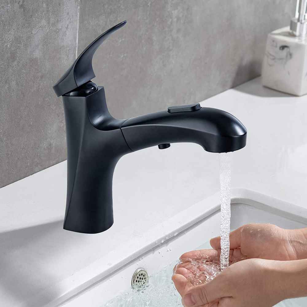 1 Hole Matte Bathroom Sink Faucet Black Stainless Steel