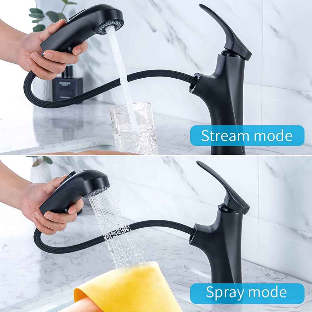1 Hole Matte Bathroom Sink Faucet Black Stainless Steel