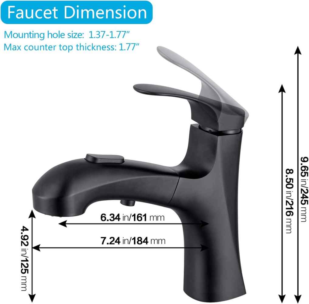 1 Hole Matte Bathroom Sink Faucet Black Stainless Steel