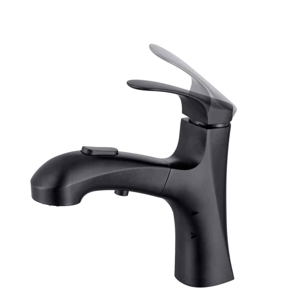 1 Hole  Matte Bathroom Sink Faucet Black Stainless Steel
