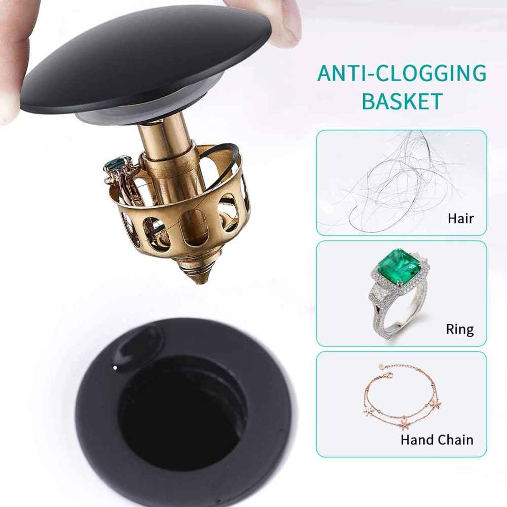 2.59 in. x 2.59 in. Yes Overflow Bathroom Sink Drain Black Stainless Steel