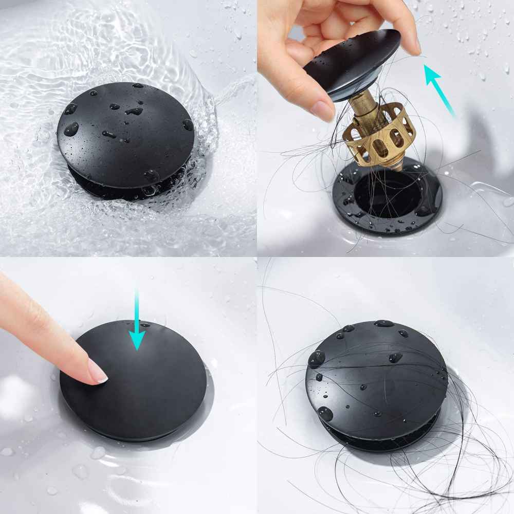 2.59 in. x 2.59 in. Yes Overflow Bathroom Sink Drain Black Stainless Steel