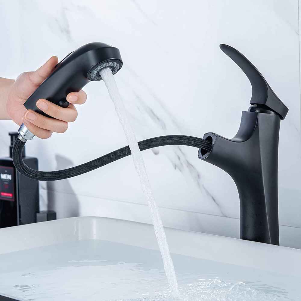1 Hole Matte Bathroom Sink Faucet Black Stainless Steel