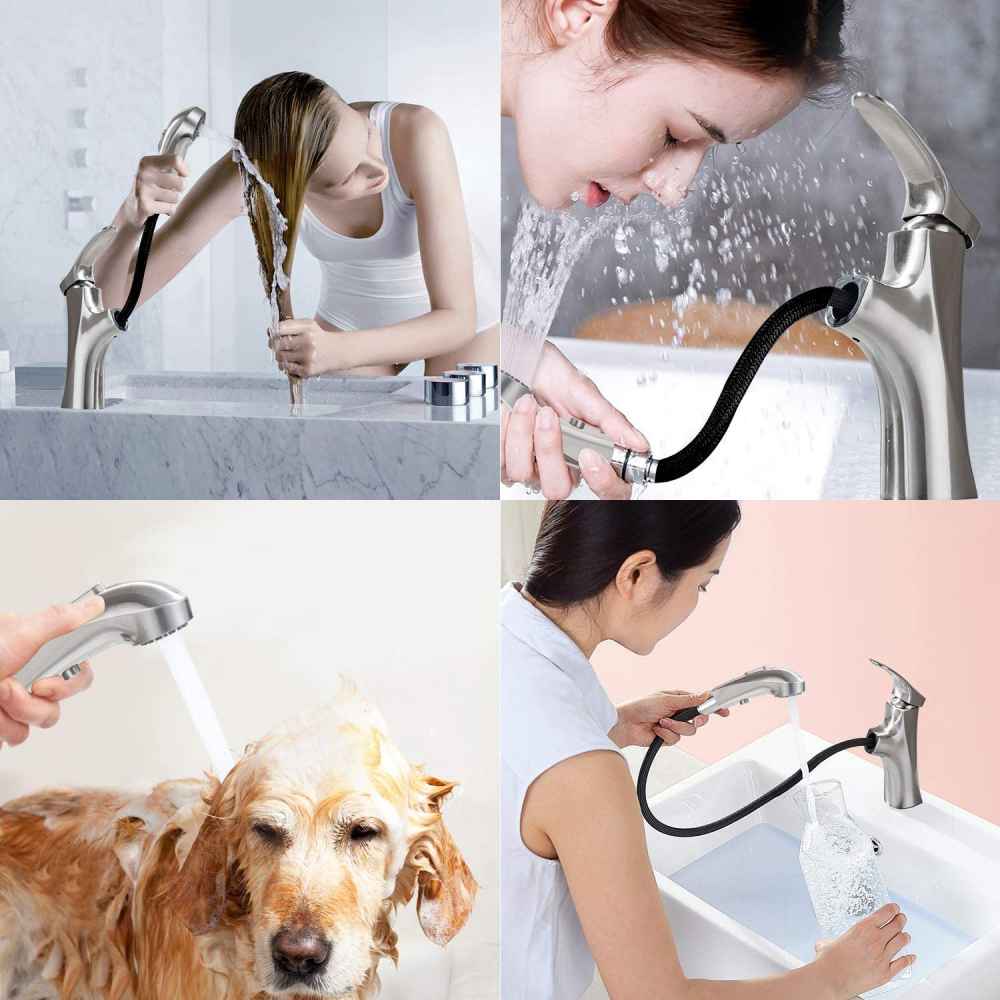 1 Hole Brushed Bathroom Sink Faucet Brushed Nickel Stainless Steel
