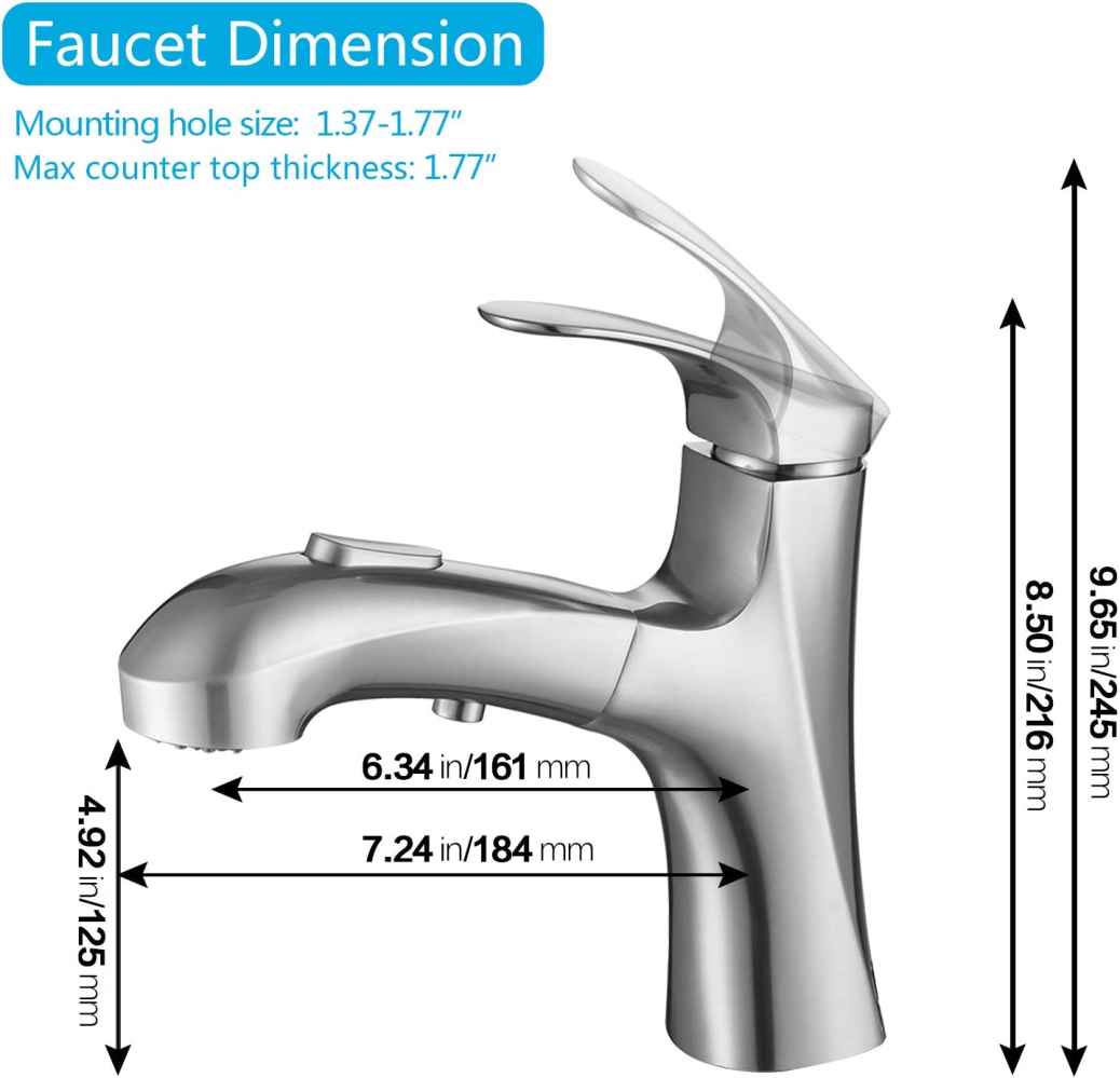 1 Hole Brushed Bathroom Sink Faucet Brushed Nickel Stainless Steel