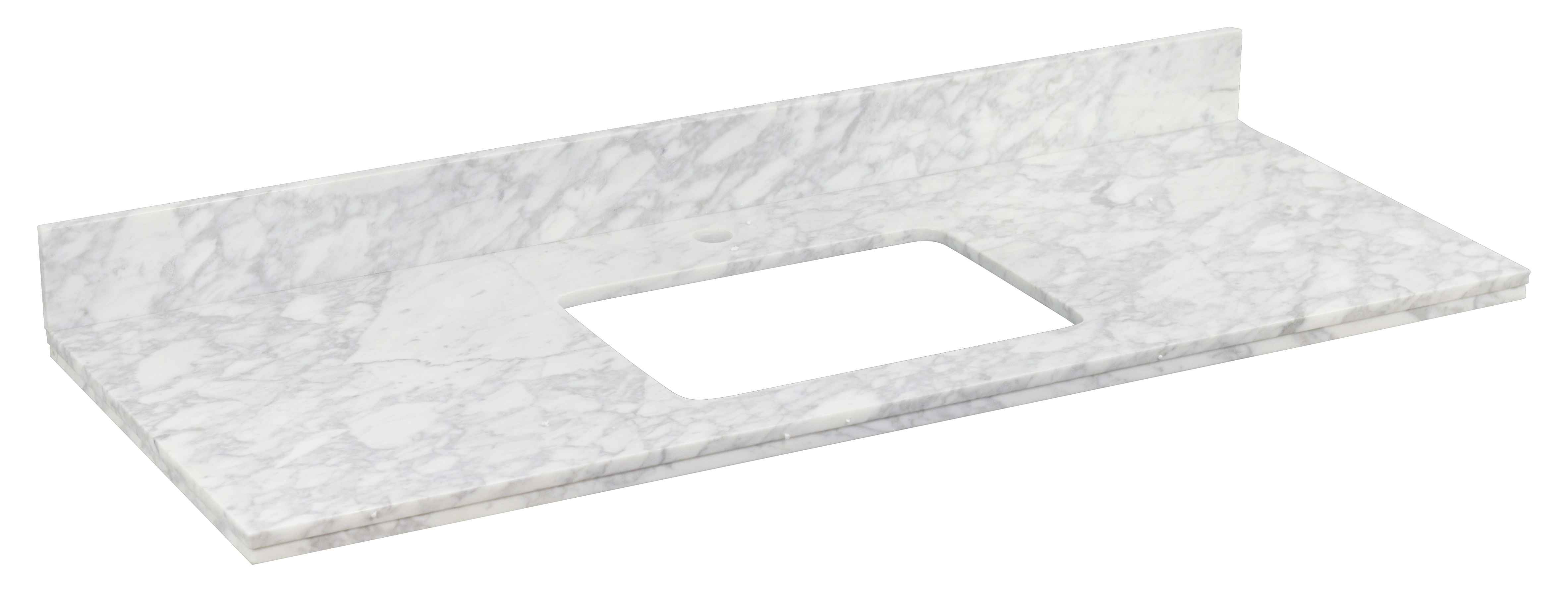 47.5-in. W 18.25-in. D Stone Top In Bianca Carara Color For 1 Hole Faucet