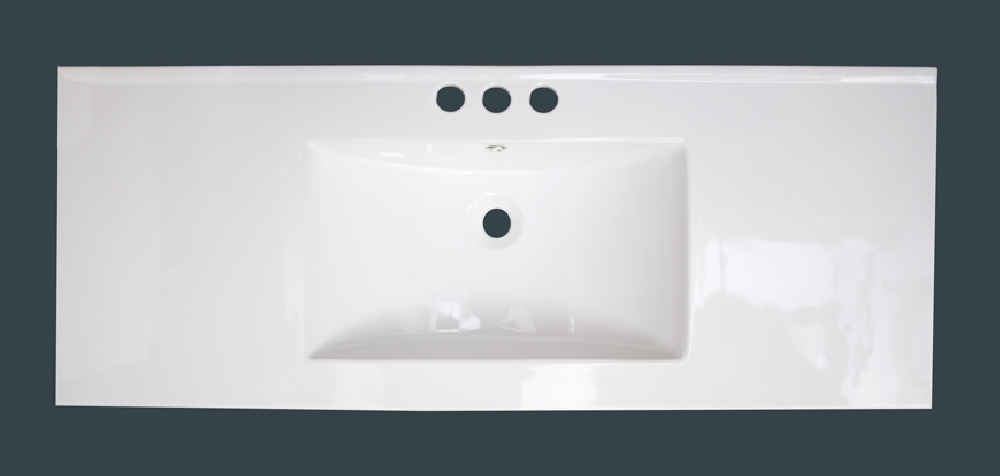 48-in. W 18.5-in. D Ceramic Top In White Color For 3H4-in. Faucet