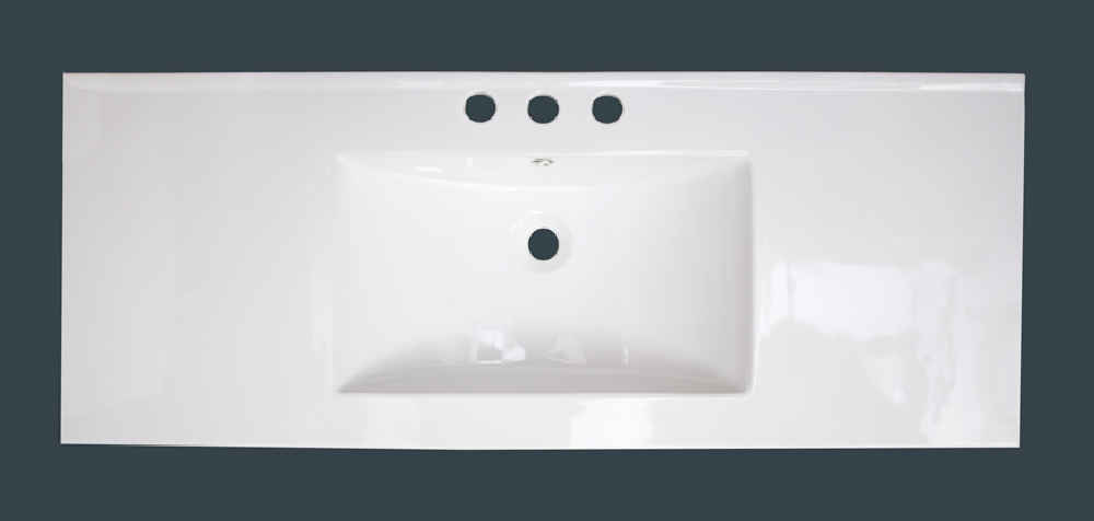 48-in. W 18.5-in. D Ceramic Top In White Color For 3H8-in. Faucet