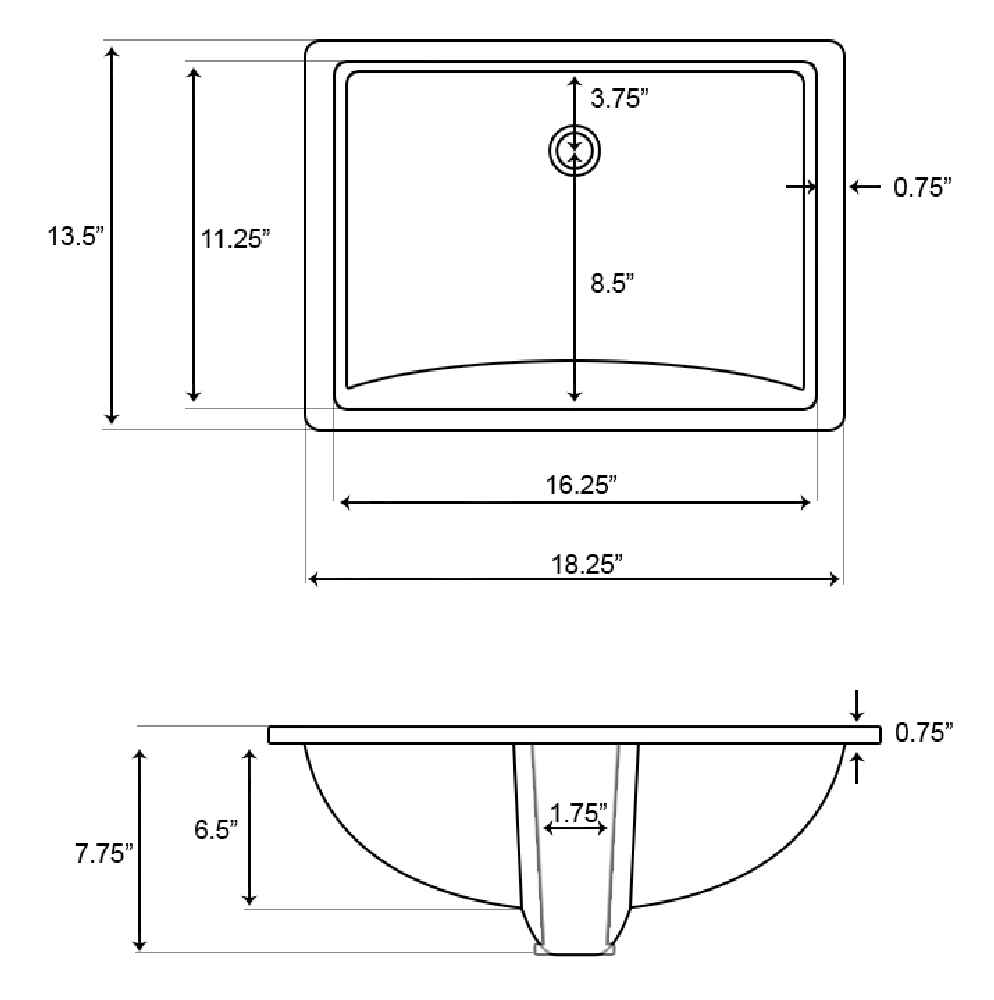 18.25-in. x 13.5-in. Ceramic Bathroom Undermount Sink In Biscuit CUPC