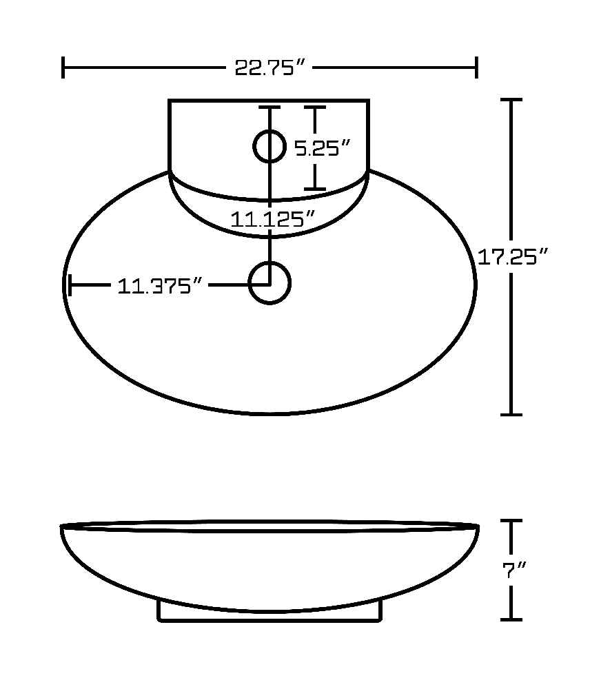 22.75-in. x 17.25-in. Oval Bathroom Vessel Sink White Enamel Glaze