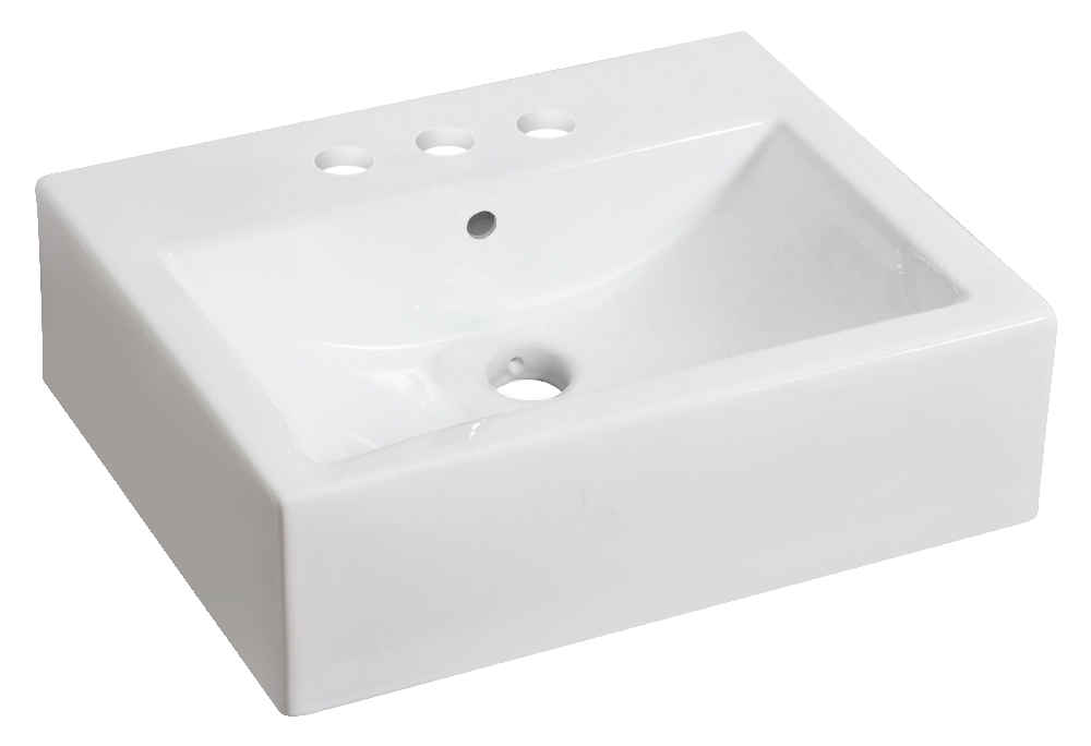 20.25-in. x 16.25-in. Rectangle Bathroom Vessel Sink White Enamel Glaze