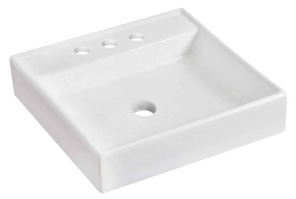 17.5-in. x 17.5-in. Square Bathroom Vessel Sink White Enamel Glaze