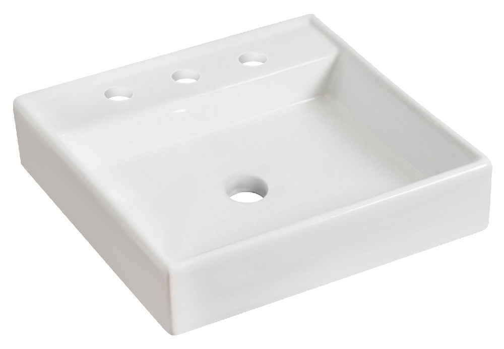 17.5-in. x 17.5-in. Square Bathroom Vessel Sink White Enamel Glaze