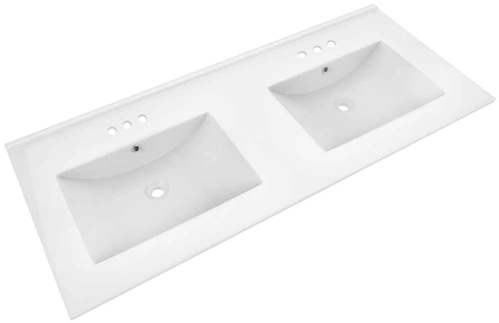 48-in. W 18.25-in. D Ceramic Top In White Color For 3H4-in. Faucet