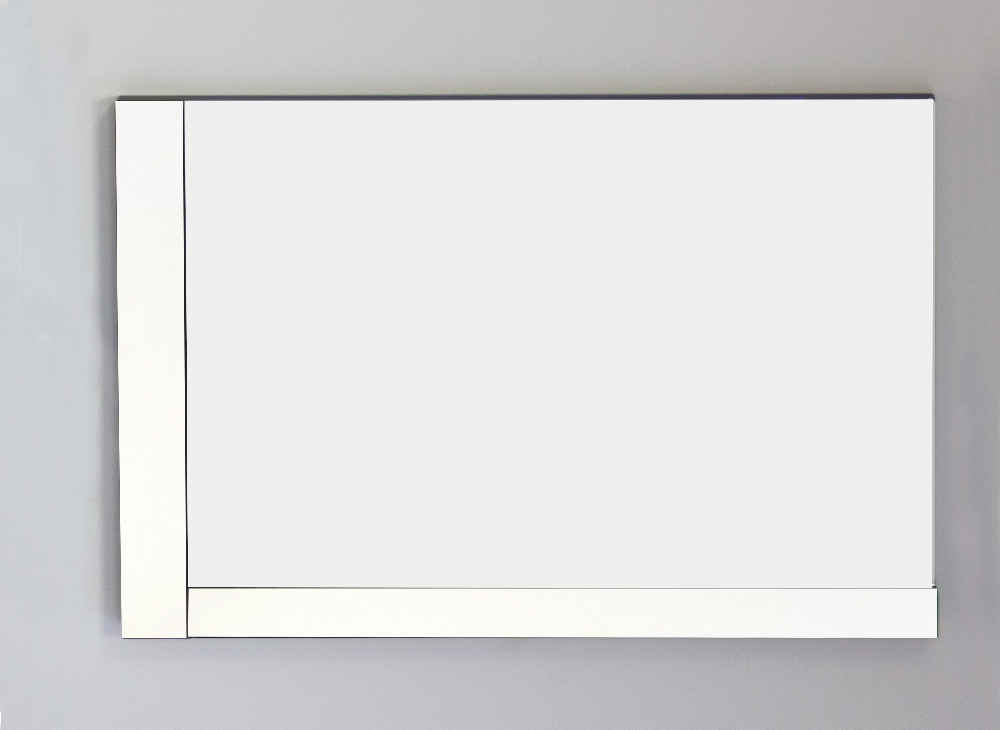 35.5-in. W 23.5-in. H Modern Plywood-Veneer Wood Mirror In White