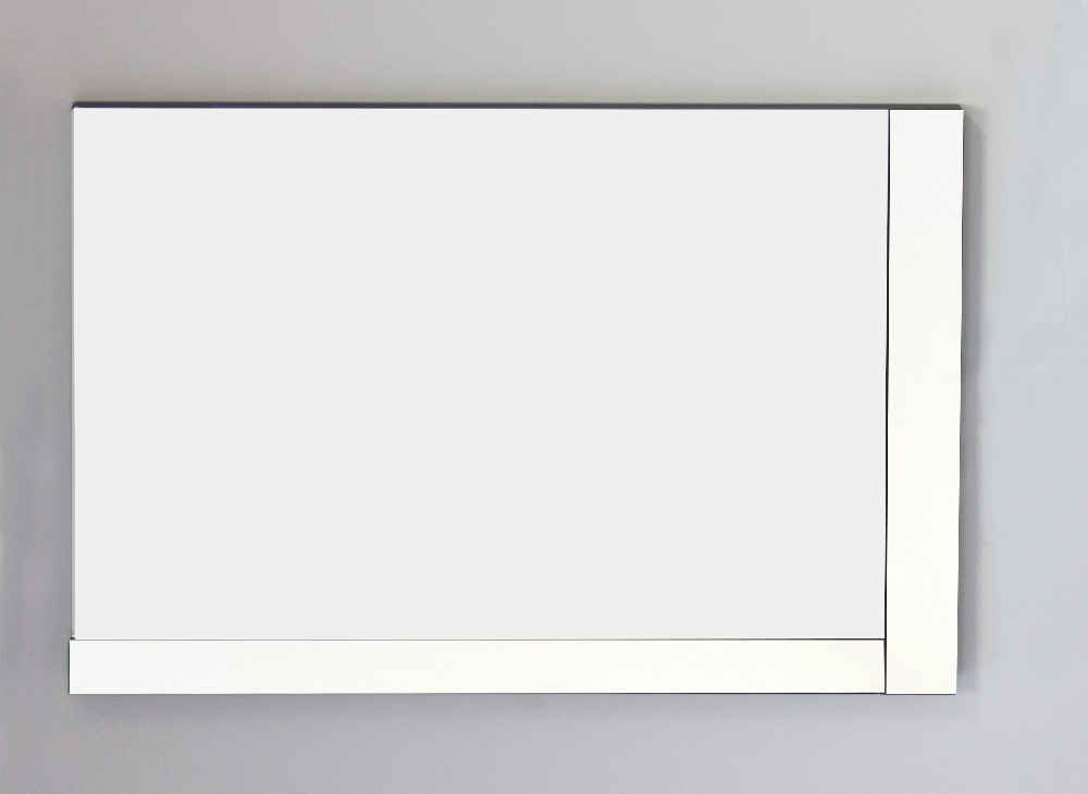35.5-in. W 23.5-in. H Modern Plywood-Veneer Wood Mirror In White