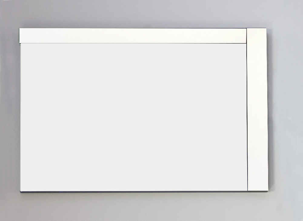 35.5-in. W 23.5-in. H Modern Plywood-Veneer Wood Mirror In White
