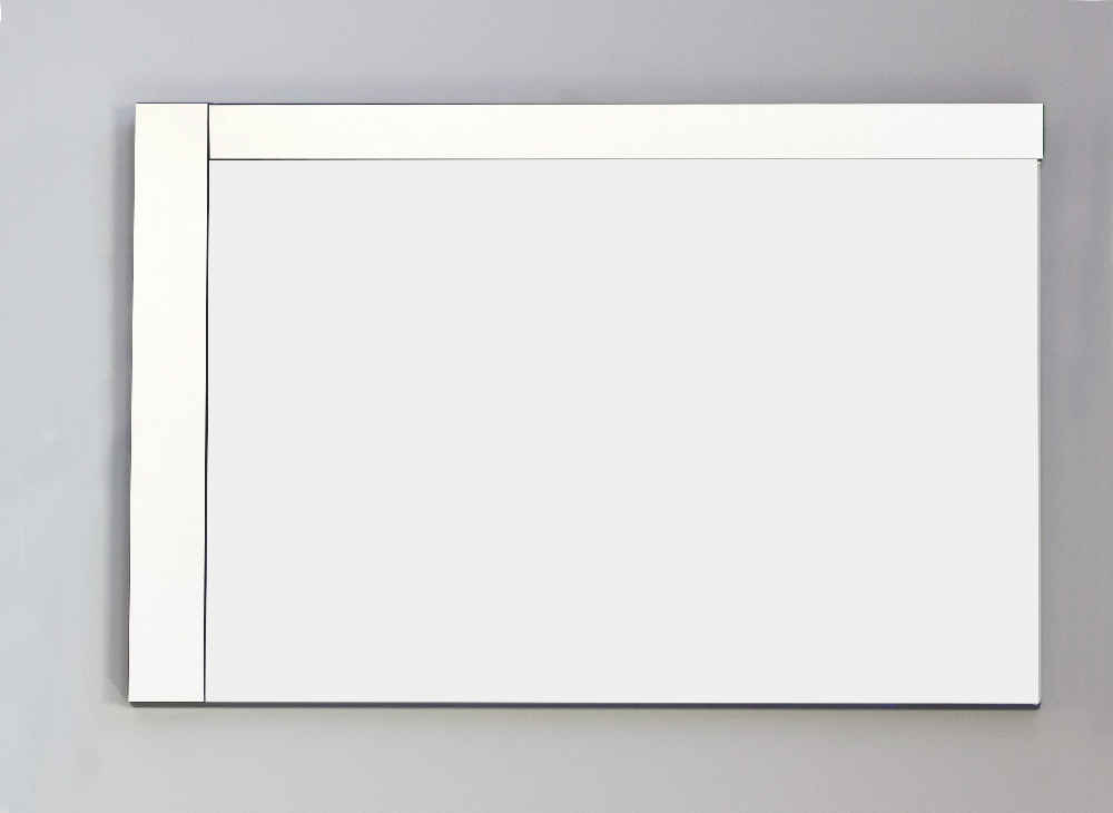 35.5-in. W 23.5-in. H Modern Plywood-Veneer Wood Mirror In White