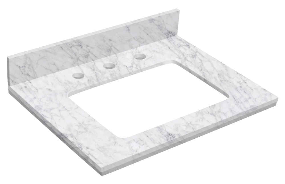23.75-in. W  18.25-in. D Stone Top In Bianca Carara Color For 3H8-in. Faucet