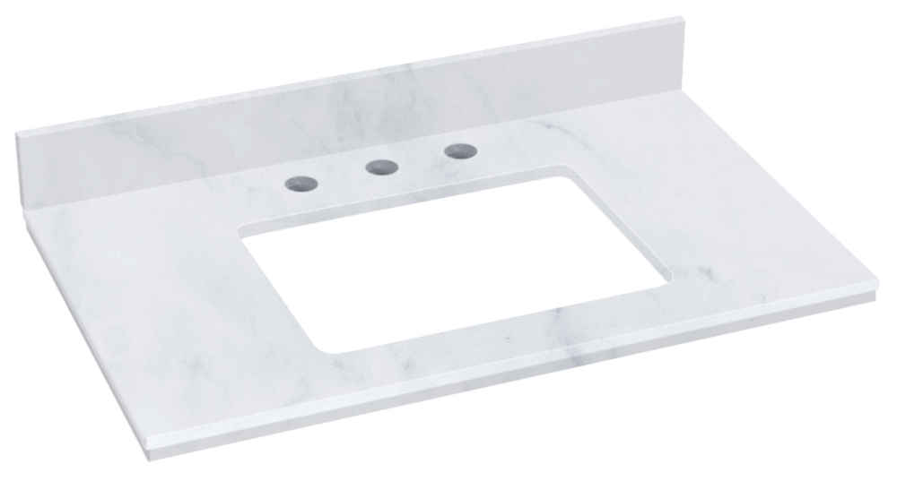 30.5-in. W  18.75-in. D Stone Top In Bianca Carara Color For 3H8-in. Faucet