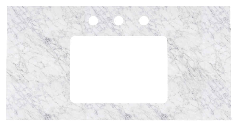 36-in. W 18.25-in. D Stone Top In Bianca Carara Color For 3H8-in. Faucet
