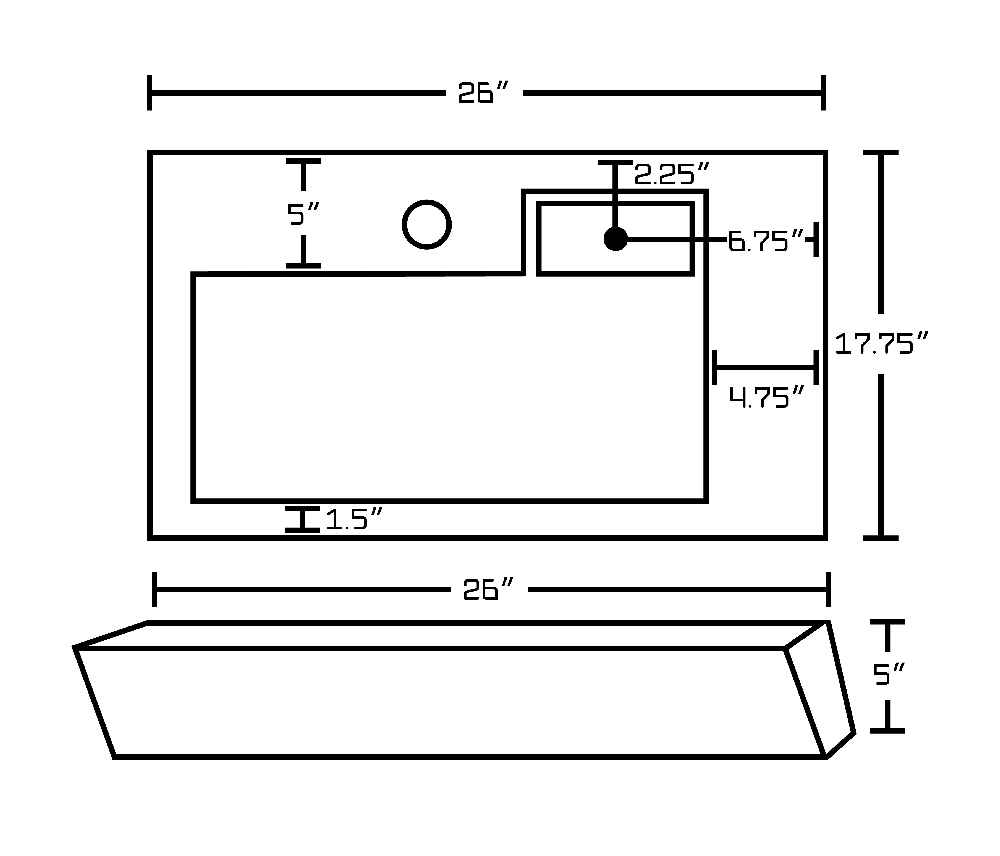 26-in. x 17.75-in. Rectangle Bathroom Vessel Sink White Enamel Glaze