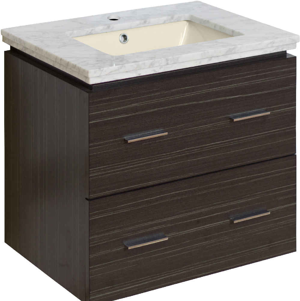 23.75-in. W Wall Mount Dawn Grey Vanity Set For 1 Hole Drilling Bianca Carara Top Biscuit UM Sink