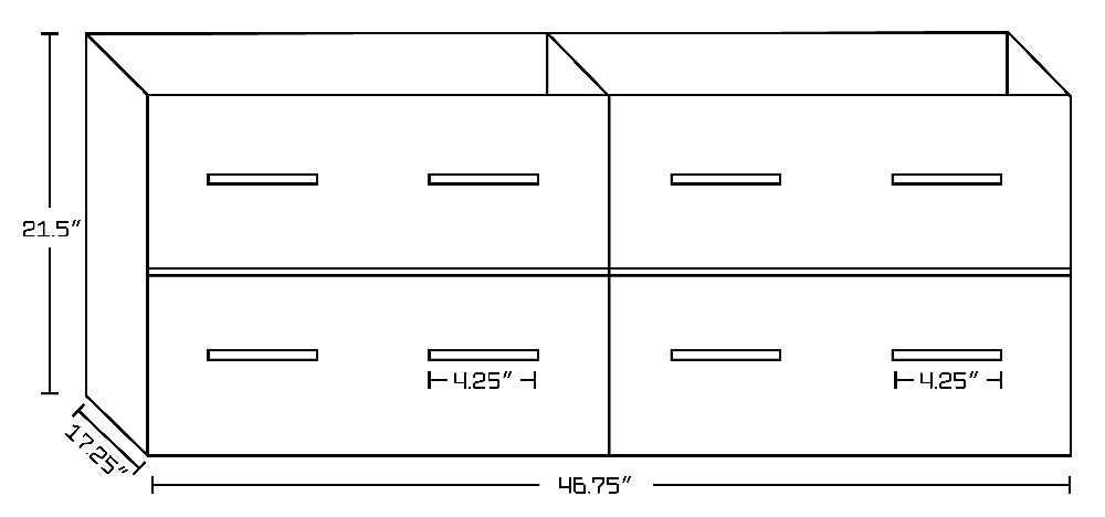 48-in. W Wall Mount White Vanity Set For 1 Hole Drilling