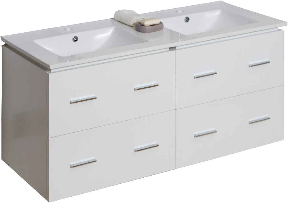 48-in. W Wall Mount White Vanity Set For 1 Hole Drilling