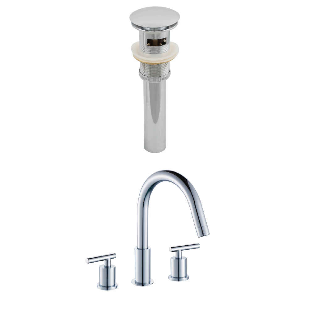 3H8-in. CUPC Approved Stainless Steel Faucet Set In Chrome Color - Overflow Drain Incl.