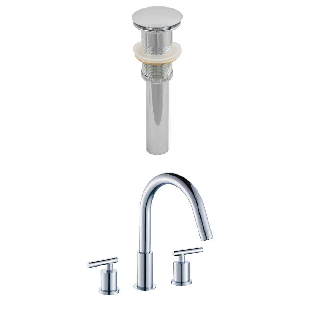 3H8-in. CUPC Approved Stainless Steel Faucet Set In Chrome Color - Drain Incl.
