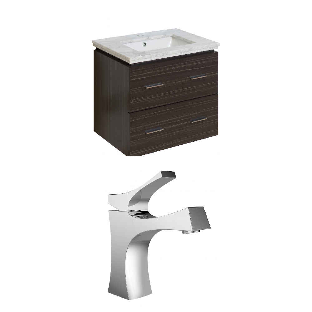 23.75-in. W Wall Mount Dawn Grey Vanity Set For 1 Hole Drilling Bianca Carara Top White UM Sink