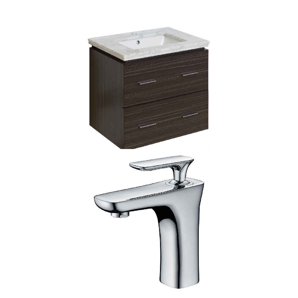 23.75-in. W Wall Mount Dawn Grey Vanity Set For 1 Hole Drilling Bianca Carara Top White UM Sink