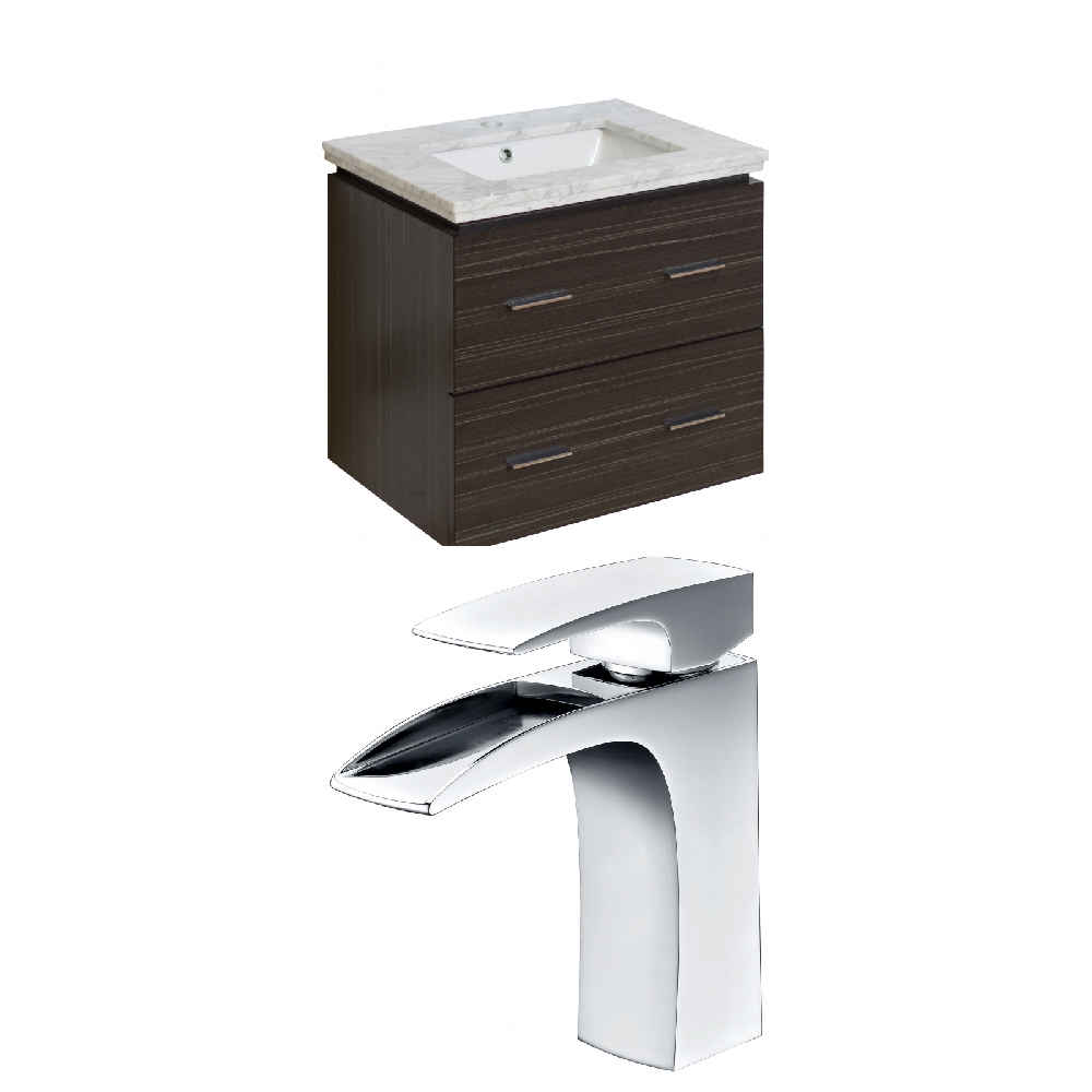 23.75-in. W Wall Mount Dawn Grey Vanity Set For 1 Hole Drilling Bianca Carara Top White UM Sink