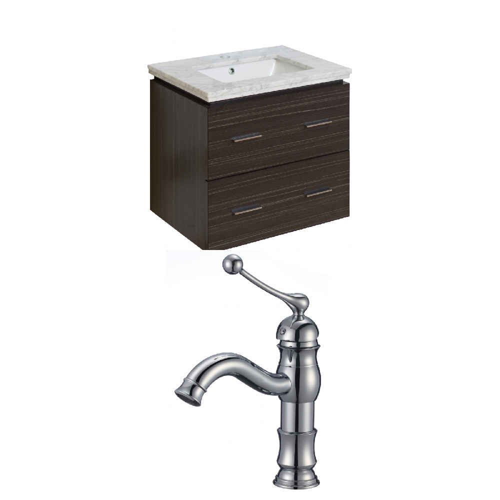 23.75-in. W Wall Mount Dawn Grey Vanity Set For 1 Hole Drilling Bianca Carara Top White UM Sink